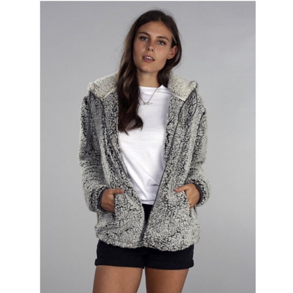 Thread & Supply Gray Brandon Sherpa Zip up Hoodie Jacket
